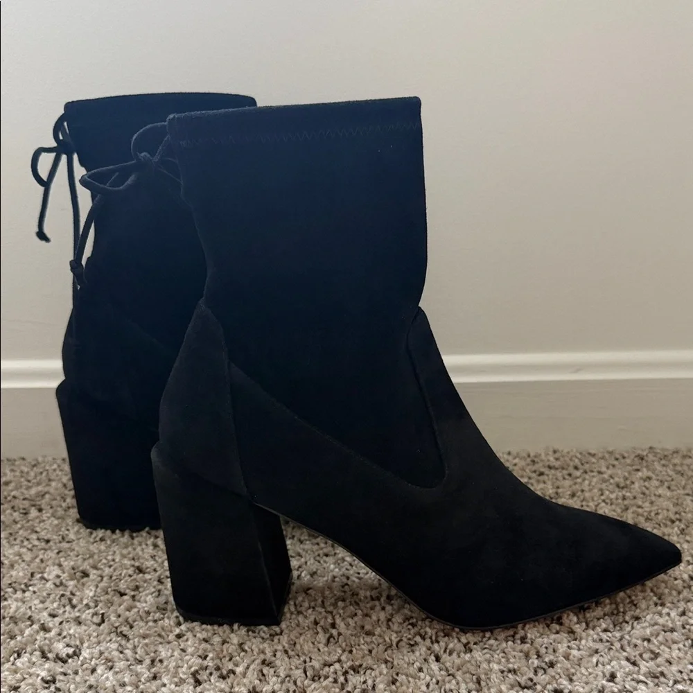 NWT Stuart Weitzman Avenue 85 City Block Booties Suede Size 11.5 Black - Picture 10 of 15
